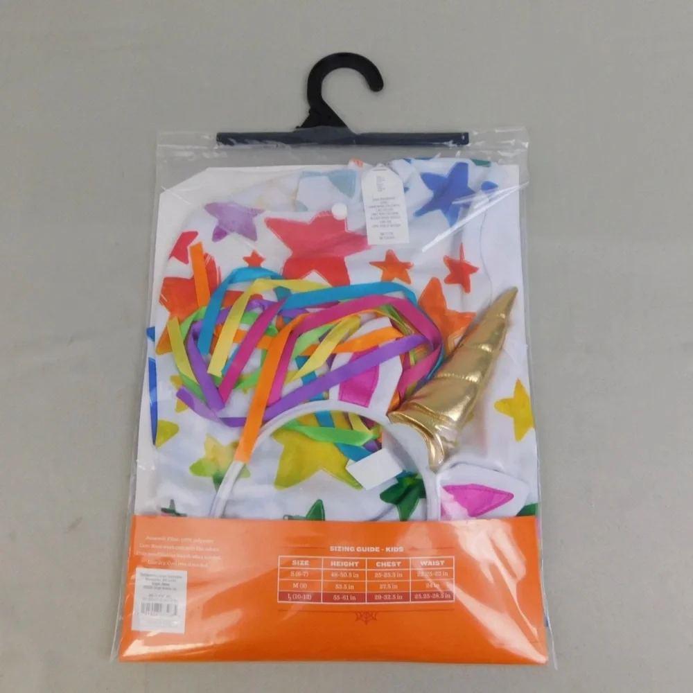 Kids Rainbow Stars Unicorn Costume Jumpsuit Headband 10-12 Large